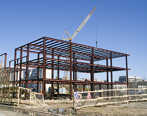 Image showing Building under construction and building crane