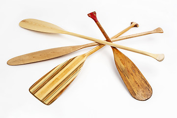 Image showing wooden canoe paddles