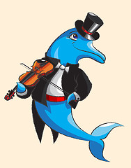Image showing Dolphin and violin