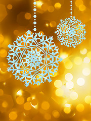 Image showing Winter golden abstract with snowflakes. EPS 8