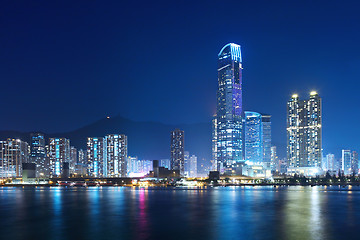 Image showing Hong Kong harbor at night