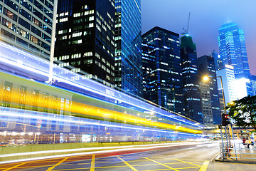 Image showing busy traffic road in city at night