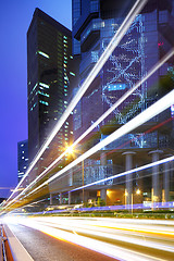 Image showing light trails in city at night