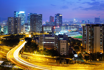 Image showing Traffic in city at night