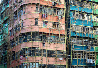 Image showing bamboo scaffolding of repair old building