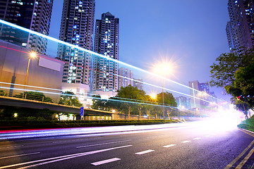 Image showing Traffic in city at night