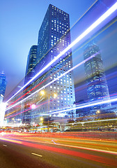 Image showing busy traffic road in city at night