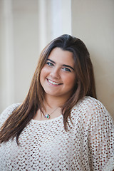 Image showing Portrait of a overweight woman smiling