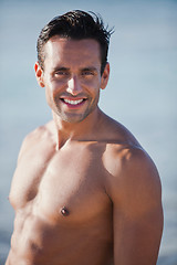 Image showing Portrait of a bare chested man smiling