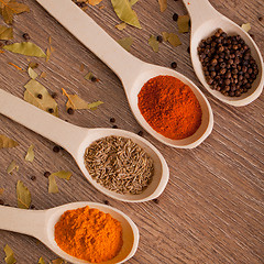 Image showing spices on spoons