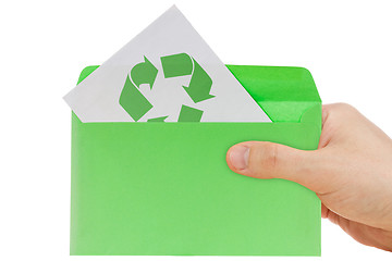 Image showing Hand holding ecology envelope