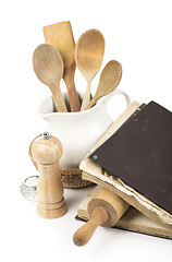 Image showing recipe-book and rolling pin