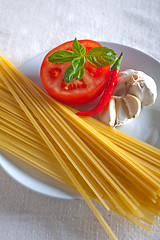 Image showing Italian spaghetti pasta tomato ingredients