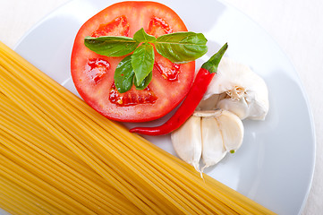 Image showing Italian spaghetti pasta tomato ingredients