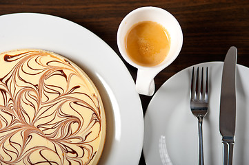 Image showing Cheese cake and espresso coffee