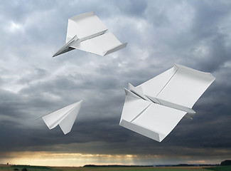 Image showing flying paper planes