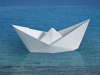 Image showing swimming paper boat