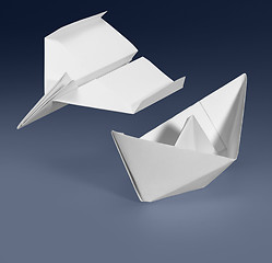 Image showing paper ship and paper plane