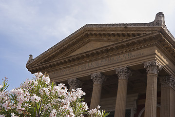 Image showing Teatro Massimo with flowers