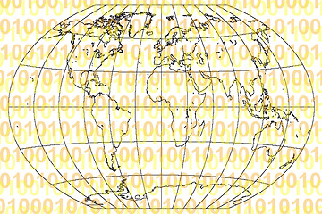 Image showing Binary Code and World