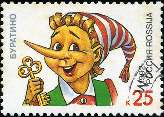 Image showing RUSSIA - CIRCA 1992: A stamp printed in Russia shows  Pinocchio,