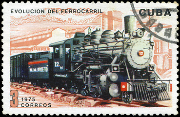 Image showing CUBA - CIRCA 1975 : A post stamp printed in Cuba shows moving tr