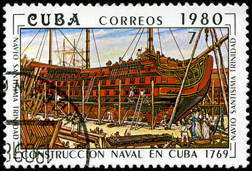 Image showing CUBA - CIRCA 1980: A stamp printed by the Cuban Post shows const