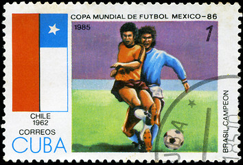 Image showing CUBA - CIRCA 1985: Stamp, printed in Cuba showing world champion