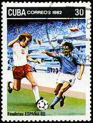 Image showing CUBA - CIRCA 1982: A post stamp printed in Cuba shows shows foot
