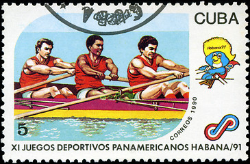Image showing CUBA - CIRCA 1990: A post stamp printed CUBA, 1991 Pan American 