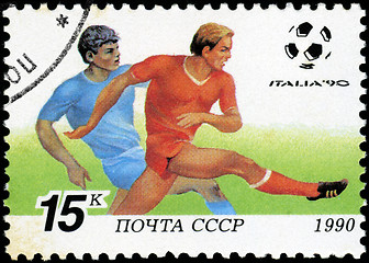 Image showing USSR - CIRCA 1990: a stamp printed by USSR shows football player