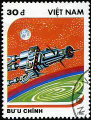 Image showing VIETNAM - CIRCA 1988: A stamp printed in Vietnam shows futuristi