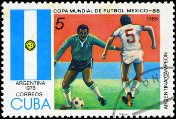 Image showing CUBA - CIRCA 1985: Stamp, printed in Cuba showing world champion