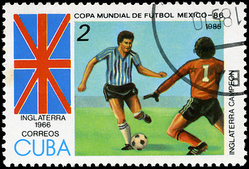 Image showing CUBA - CIRCA 1985: Stamp, printed in Cuba showing world champion