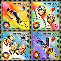 Image showing BURUNDI - CIRCA 1975: A stamp printed in Burundi shows American 