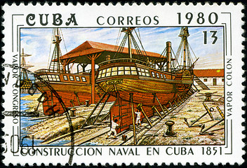 Image showing CUBA - CIRCA 1980: A stamp printed by the Cuban Post shows const