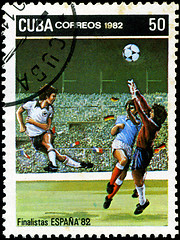 Image showing CUBA - CIRCA 1982: A post stamp printed in Cuba shows shows foot