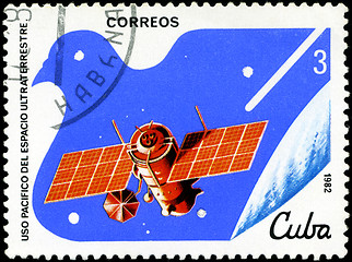 Image showing CUBA - CIRCA 1982: A stamp printed in CUBA, satellite, space sta