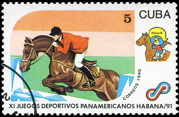 Image showing CUBA - CIRCA 1990: A post stamp printed CUBA, 1991 Pan American 