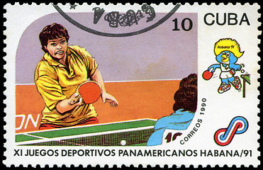 Image showing CUBA - CIRCA 1990: A post stamp printed CUBA, 1991 Pan American 