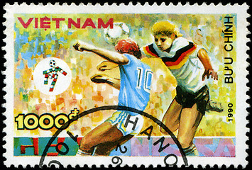 Image showing VIETNAM - CIRCA 1990: a stamp printed by Vietnam shows football 