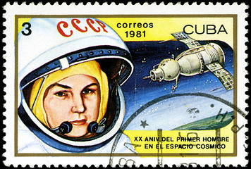 Image showing CUBA - CIRCA 1981: a stamp printed in the Cuba shows Valentina T