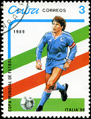 Image showing CUBA - CIRCA 1989: stamp printed by Cuba, shows 1990 World Cup S