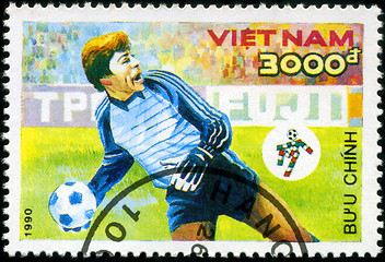 Image showing VIETNAM - CIRCA 1990: a stamp printed by Vietnam shows football 