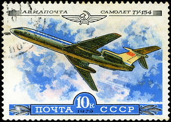 Image showing USSR - CIRCA 1979: A Stamp printed in USSR shows the Aeroflot Em