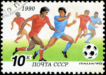 Image showing USSR - CIRCA 1990: a stamp printed by USSR shows football player