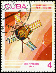 Image showing CUBA - CIRCA 1983: A stamp printed in Cuba, shows French space s