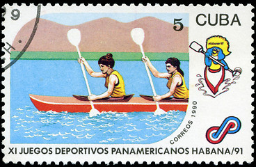 Image showing CUBA - CIRCA 1990: A post stamp printed CUBA, 1991 Pan American 