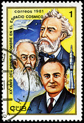 Image showing CUBA - CIRCA 1981: a stamp printed in the Cuba shows Jules Verne