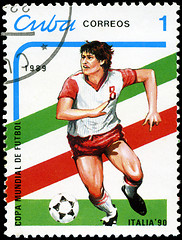 Image showing CUBA - CIRCA 1989: stamp printed by Cuba, shows 1990 World Cup S